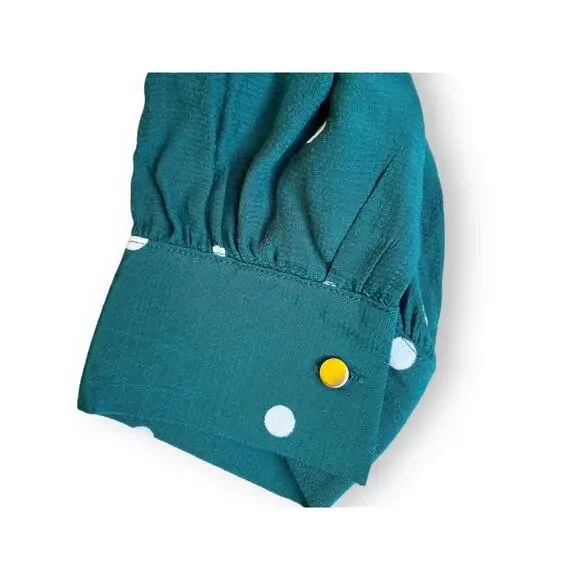 TopShop Polka Dot Rusched Mini Dress | Sz 10, Green & White | NWT $75 - Picture 10 of 12